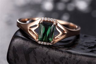 珂兰钻石白18k金天然碧玺定制钻石戒指